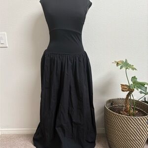 Zara Drop Waist Black Maxi Dress